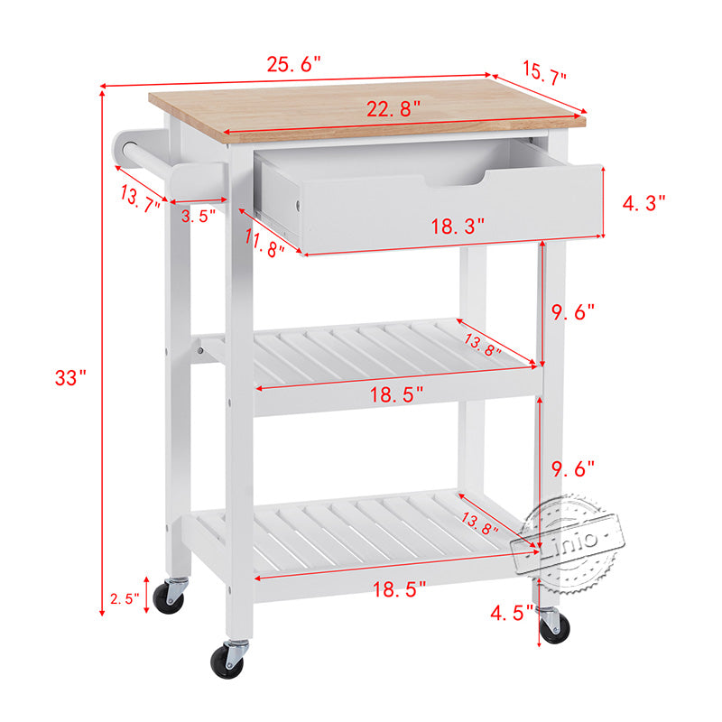 WOODEEM Small Kitchen Island Microwave Rolling Cart on Wheels