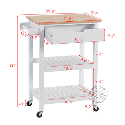 WOODEEM Small Kitchen Island Microwave Rolling Cart on Wheels