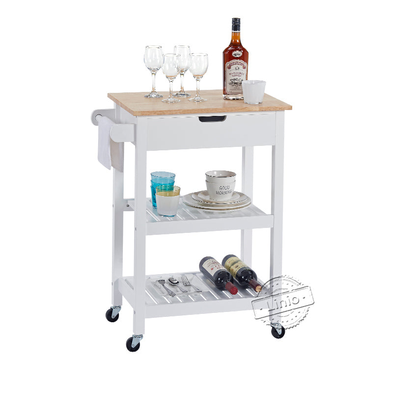 WOODEEM Small Kitchen Island Microwave Rolling Cart on Wheels