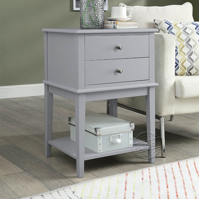 WOODEEM Bedroom Nightstand Grey Bedside Living Room Side Table