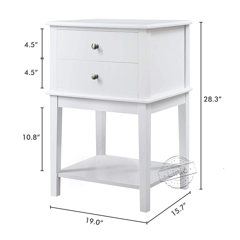 WOODEEM White Nightstand End Table with Drawer and Storage Shelf,