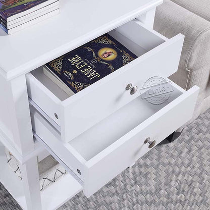 WOODEEM White Nightstand End Table with Drawer and Storage Shelf,