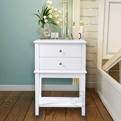 WOODEEM White Nightstand End Table with Drawer and Storage Shelf,