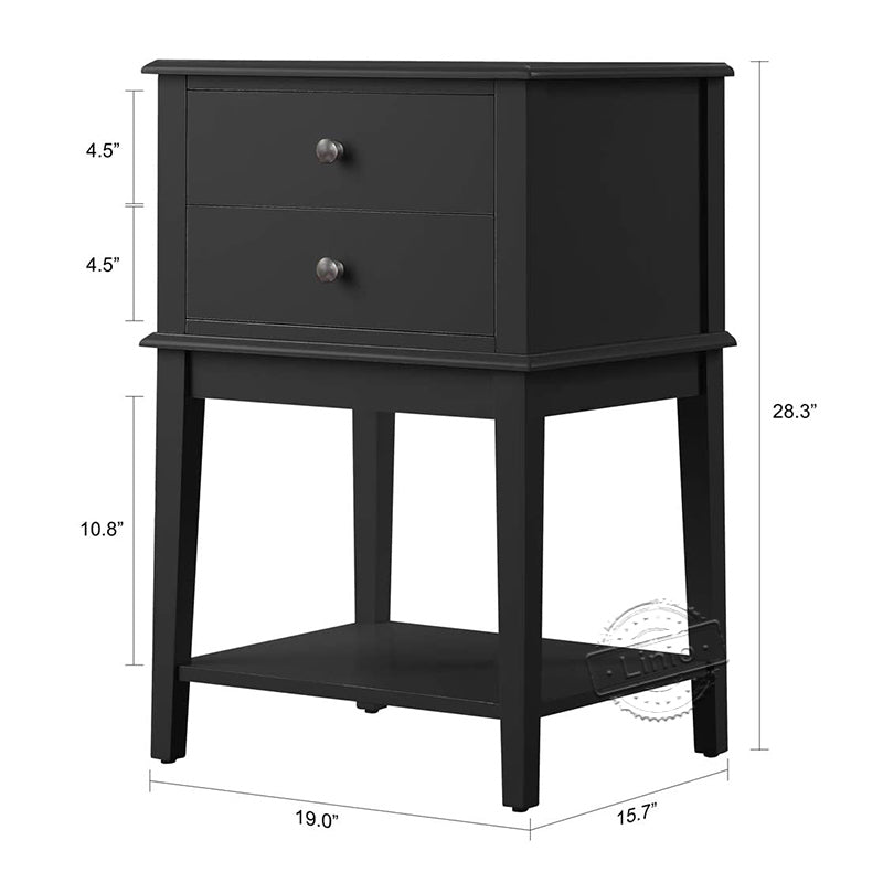 WOODEEM Black Nightstand Living Room End Table with Drawer