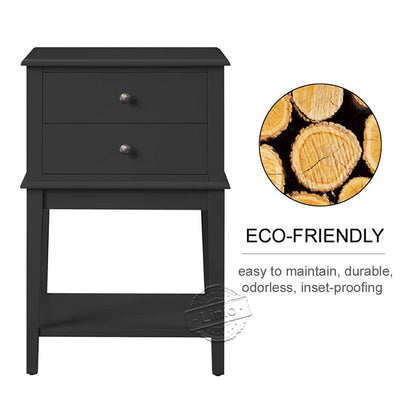 WOODEEM Black Nightstand Living Room End Table with Drawer