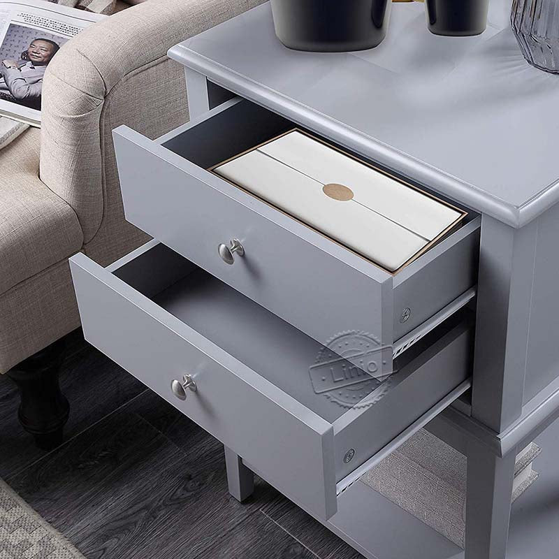 WOODEEM Bedroom Nightstand Grey Bedside Living Room Side Table