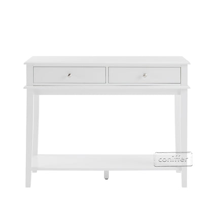 WOODEEM White Console Hallway Table with Drawers and Shelf