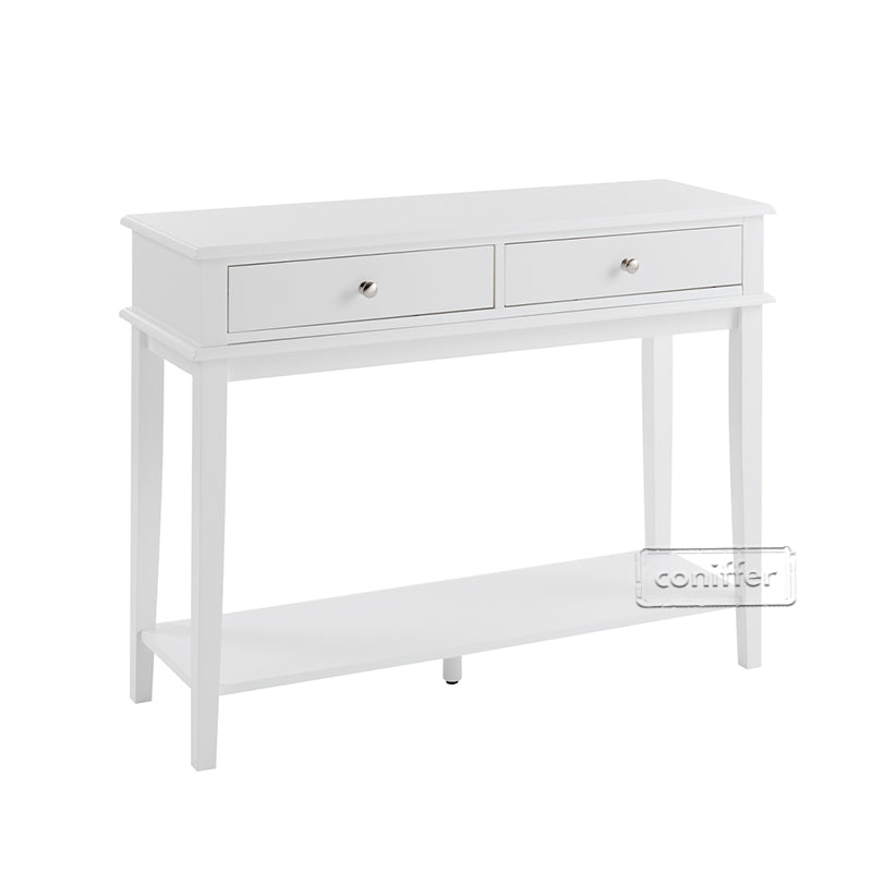 WOODEEM White Console Hallway Table with Drawers and Shelf