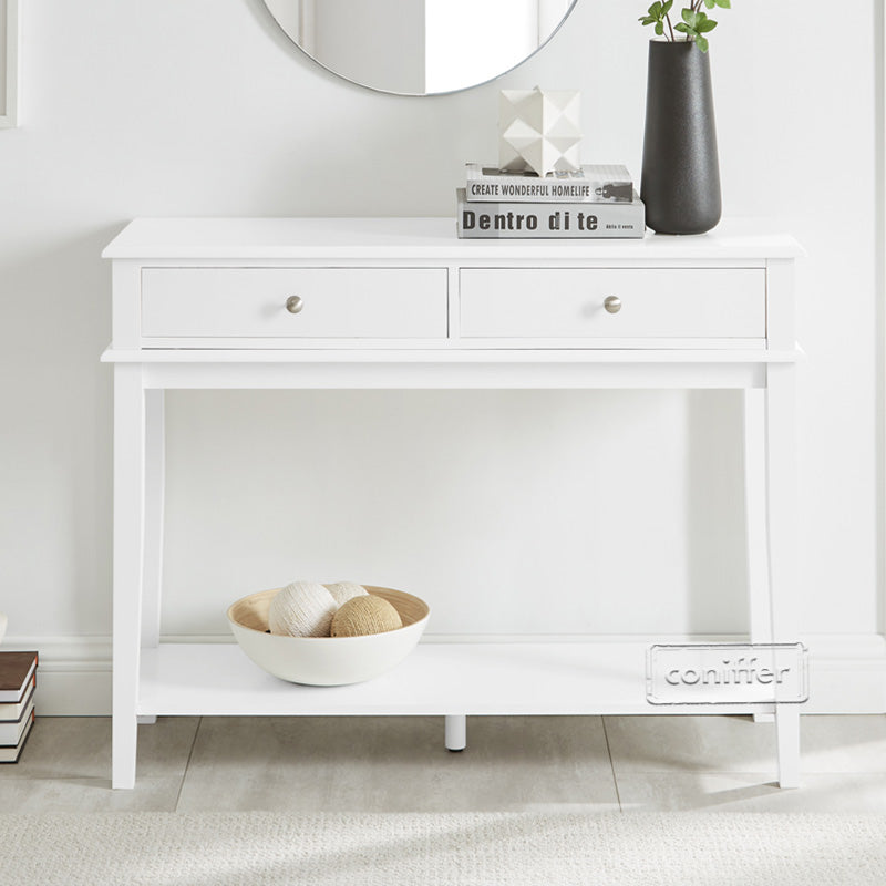 WOODEEM White Console Hallway Table with Drawers and Shelf