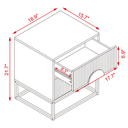 WOODEEM Fluted White Nightstand with 2 Drawer for Living Room Bedroom